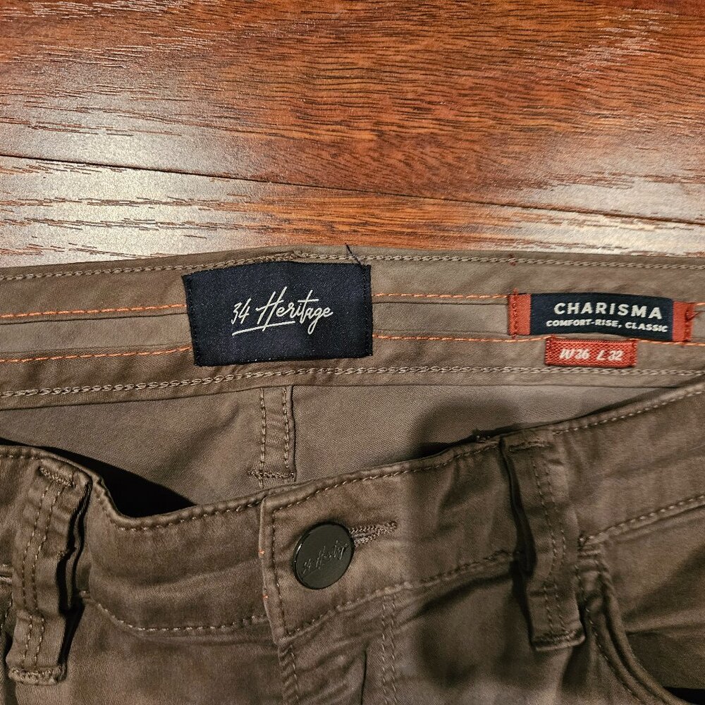 34 Heritage Charisma Comfort Rise Classic Pants Men's W36 L32 Olive Green
